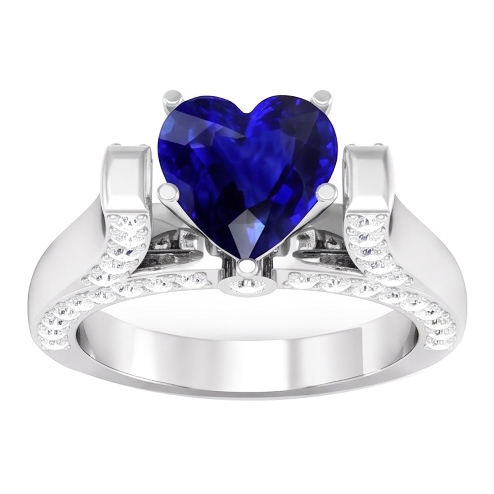Natural Sapphire Ring 4ct - White Gold 14K