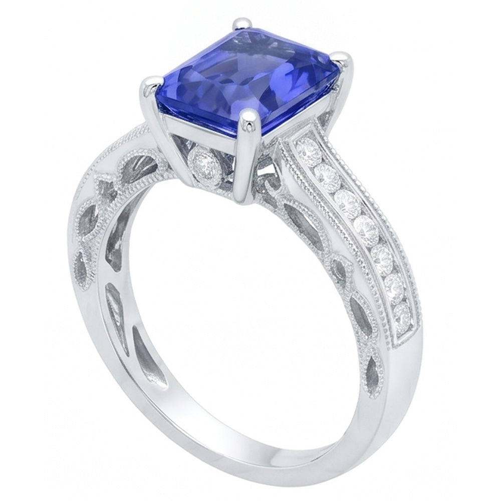 Natural Sapphire Ring 4ct - White Gold 14K