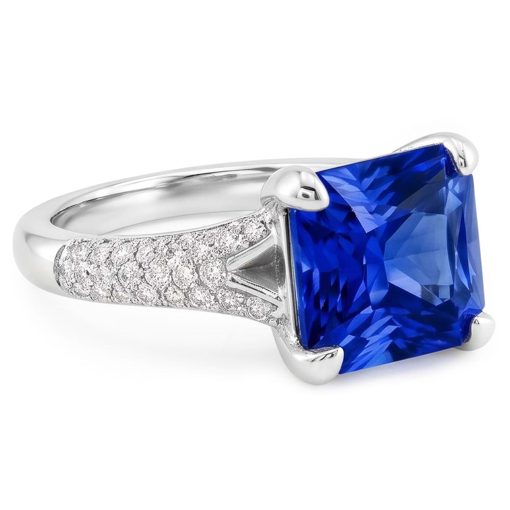 Natural Sapphire Ring 4ct - White Gold 14K
