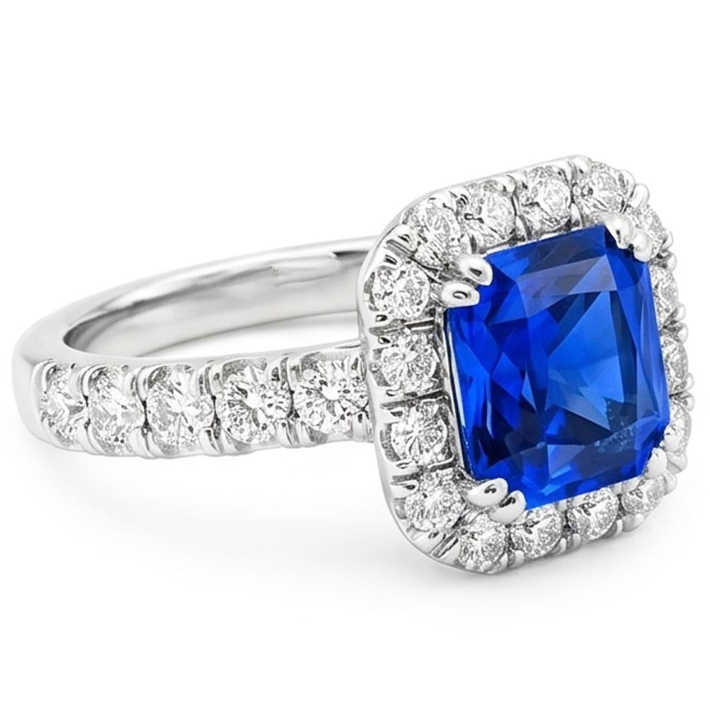 Natural Sapphire Ring 4ct - White Gold 14K