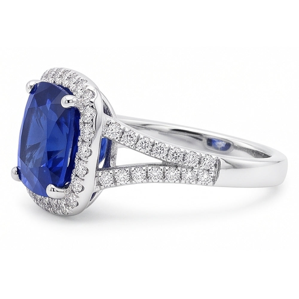 Natural Sapphire Ring 4ct - White Gold 14K
