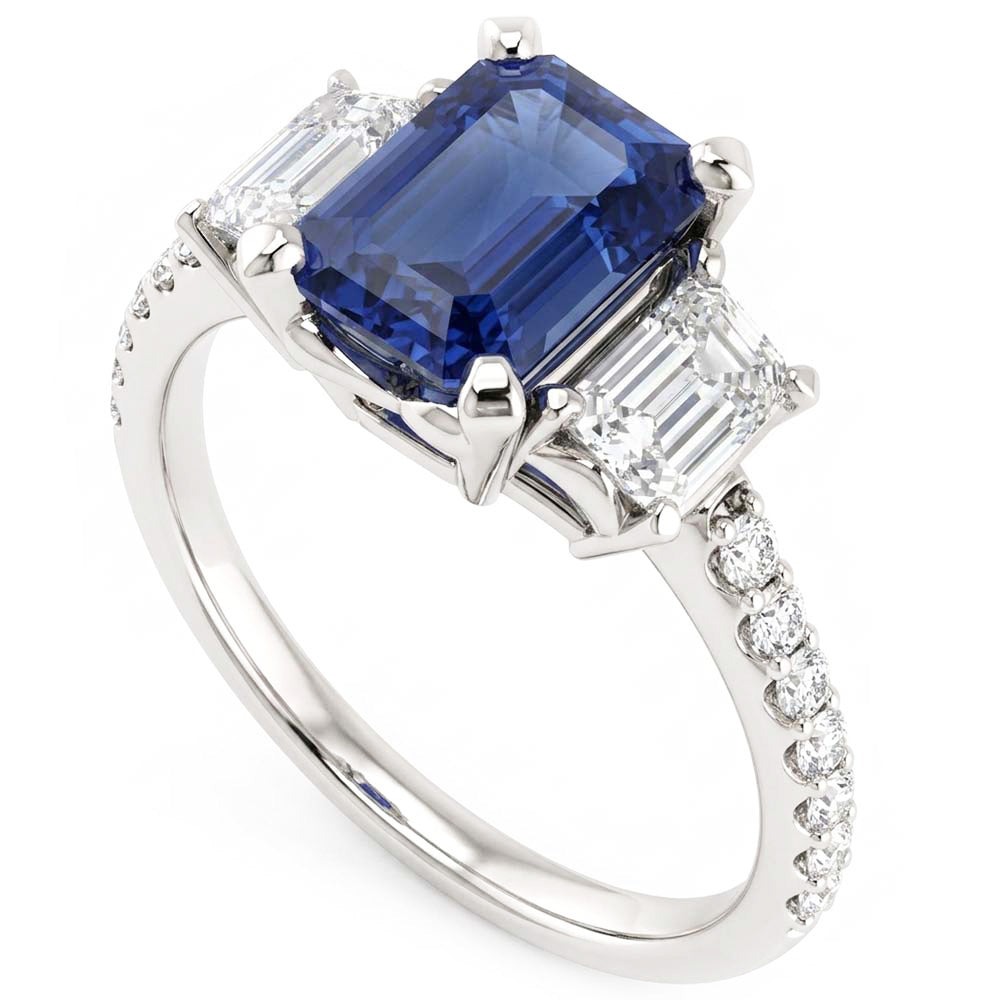 Natural Sapphire Ring 4ct - White Gold 14K
