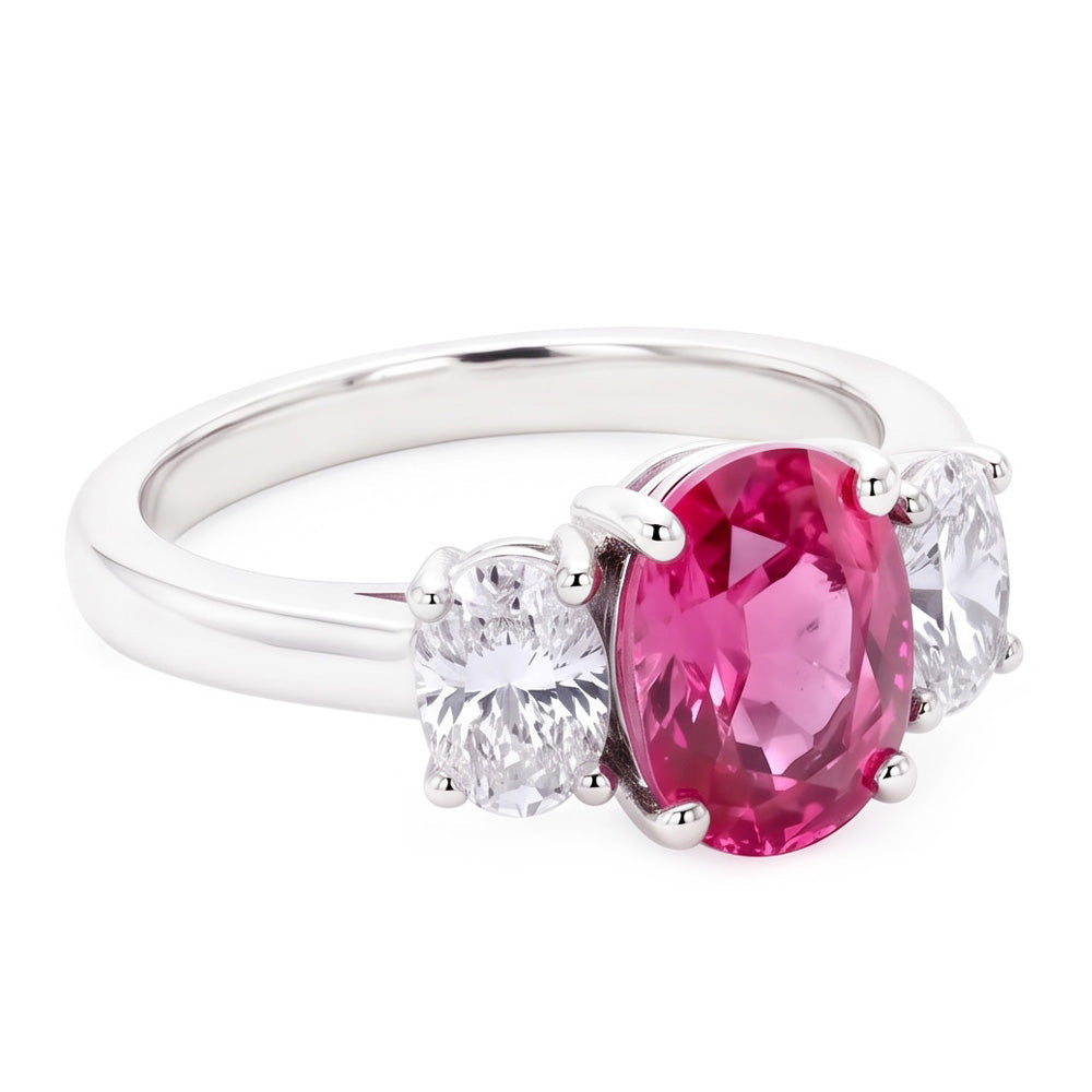 Natural Sapphire Ring 4ct - White Gold 14K