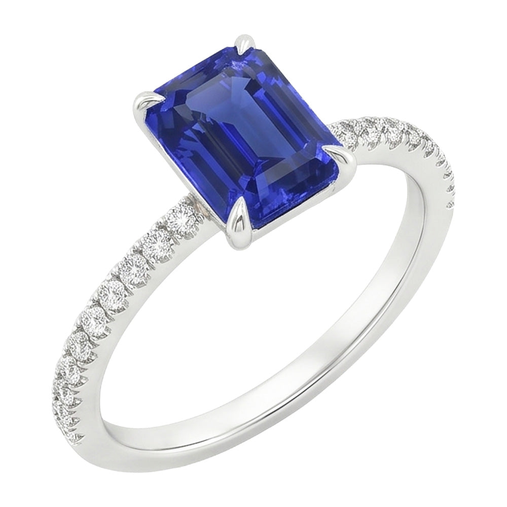 Natural Sapphire Ring 4ct - White Gold 14K