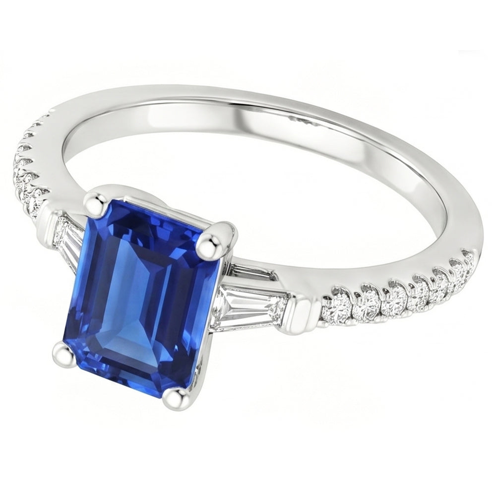 Natural Sapphire Ring 4ct - White Gold 14K