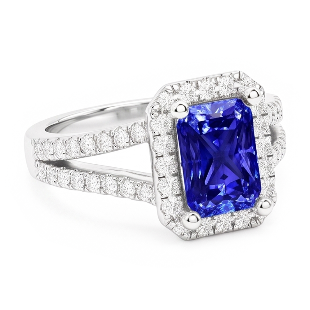Natural Sapphire Ring 4ct - White Gold 14K