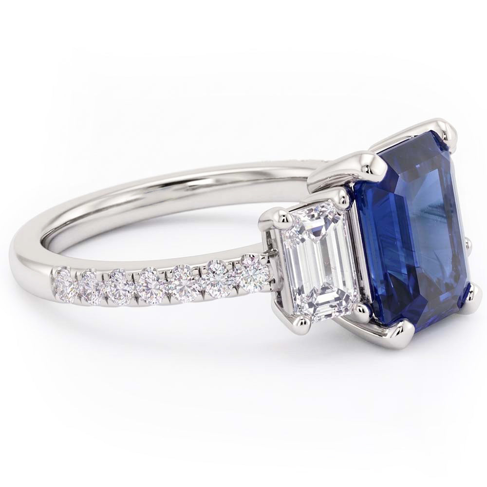 Natural Sapphire Ring 4ct - White Gold 14K