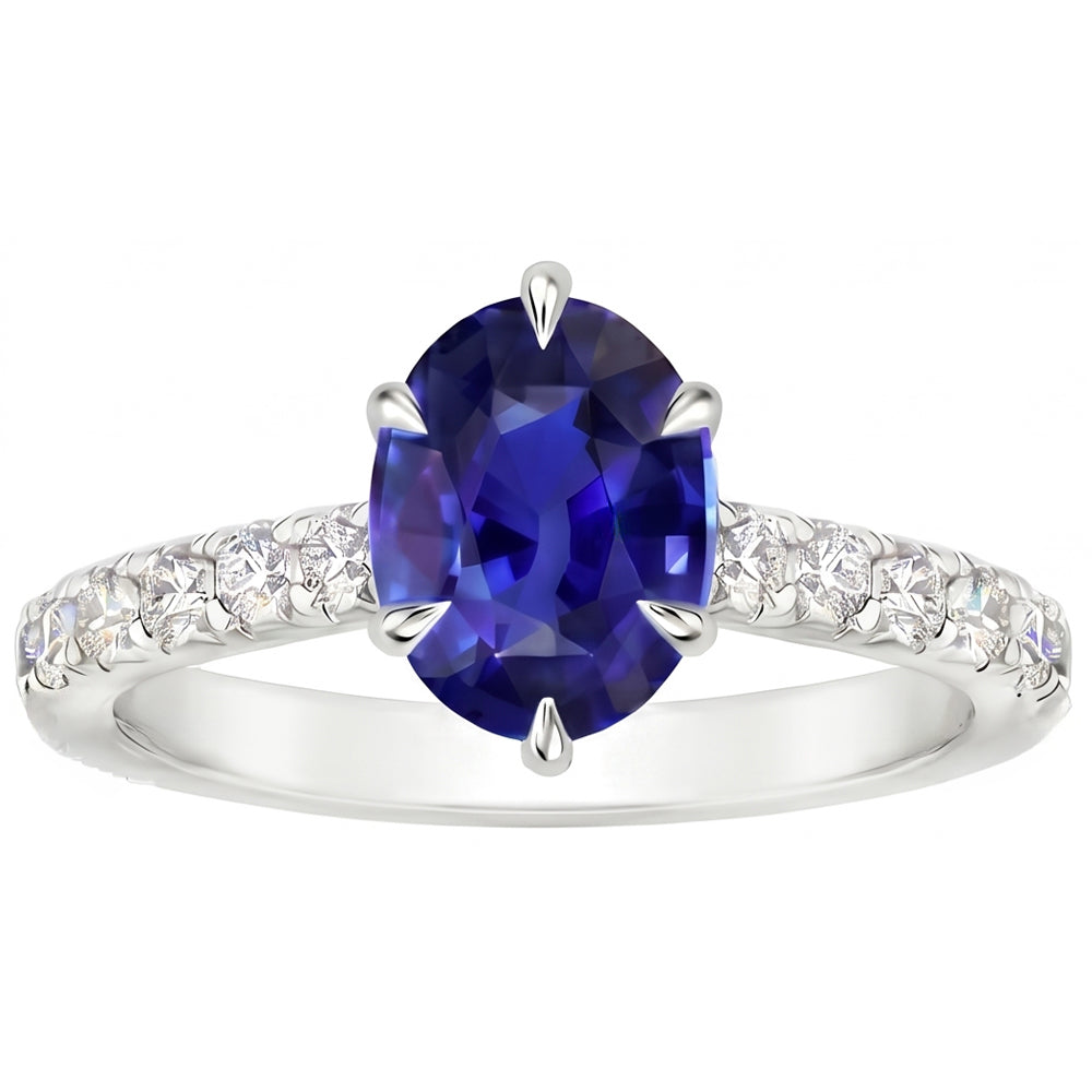 Natural Sapphire Ring 4ct - White Gold 14K