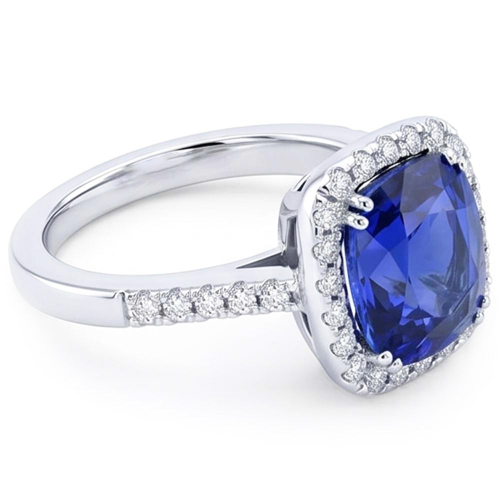 Natural Sapphire Ring 4ct - White Gold 14K