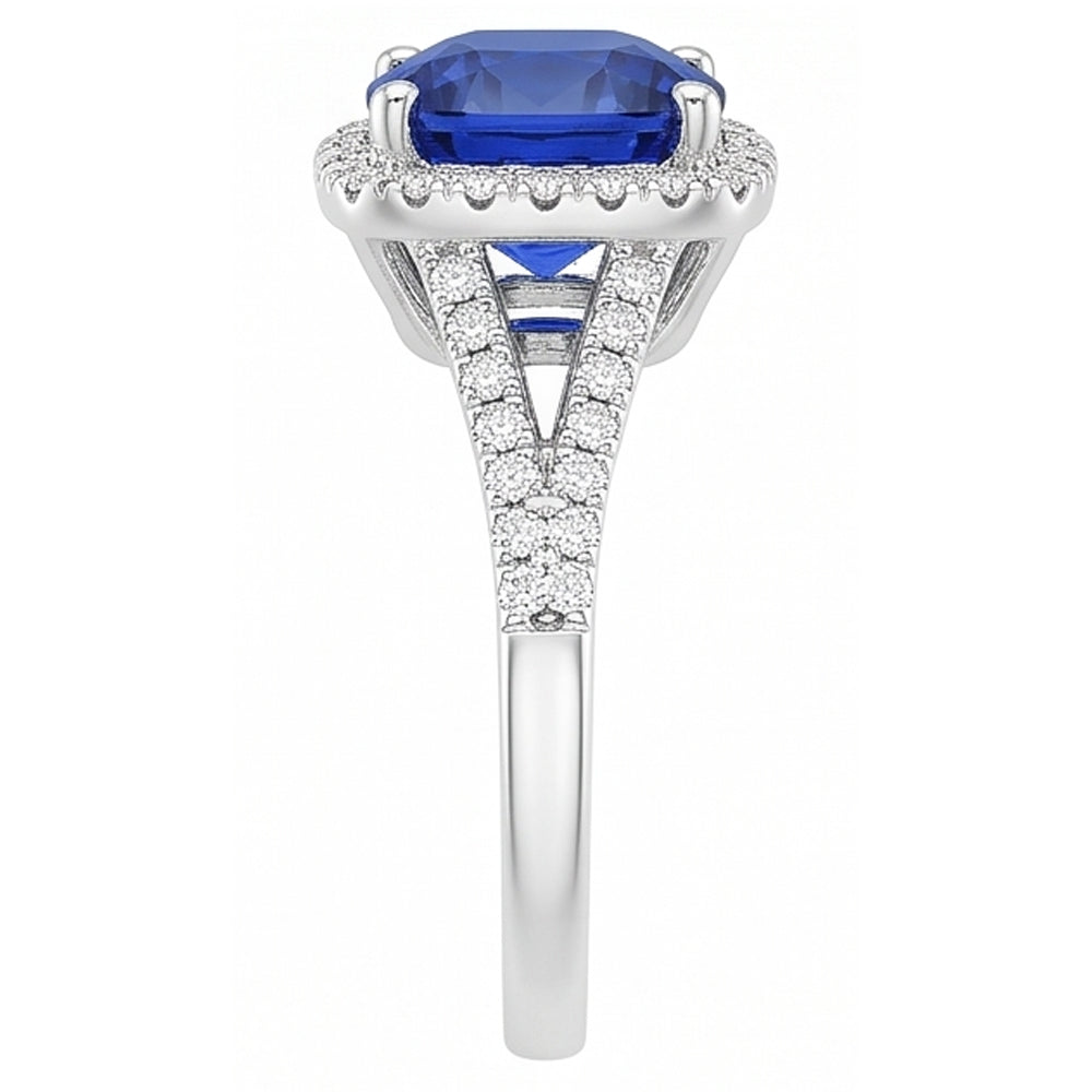 Natural Sapphire Ring 4ct - White Gold 14K