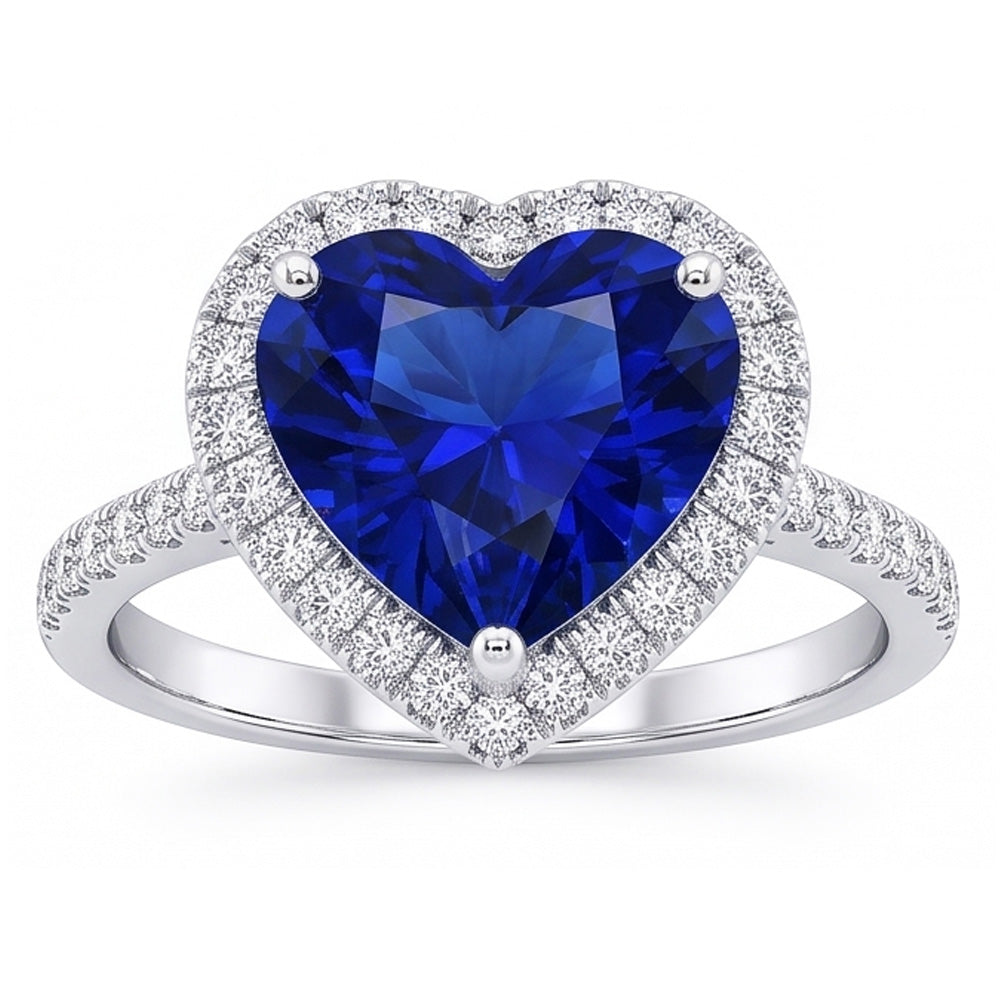 Natural Sapphire Ring 4ct - White Gold 14K