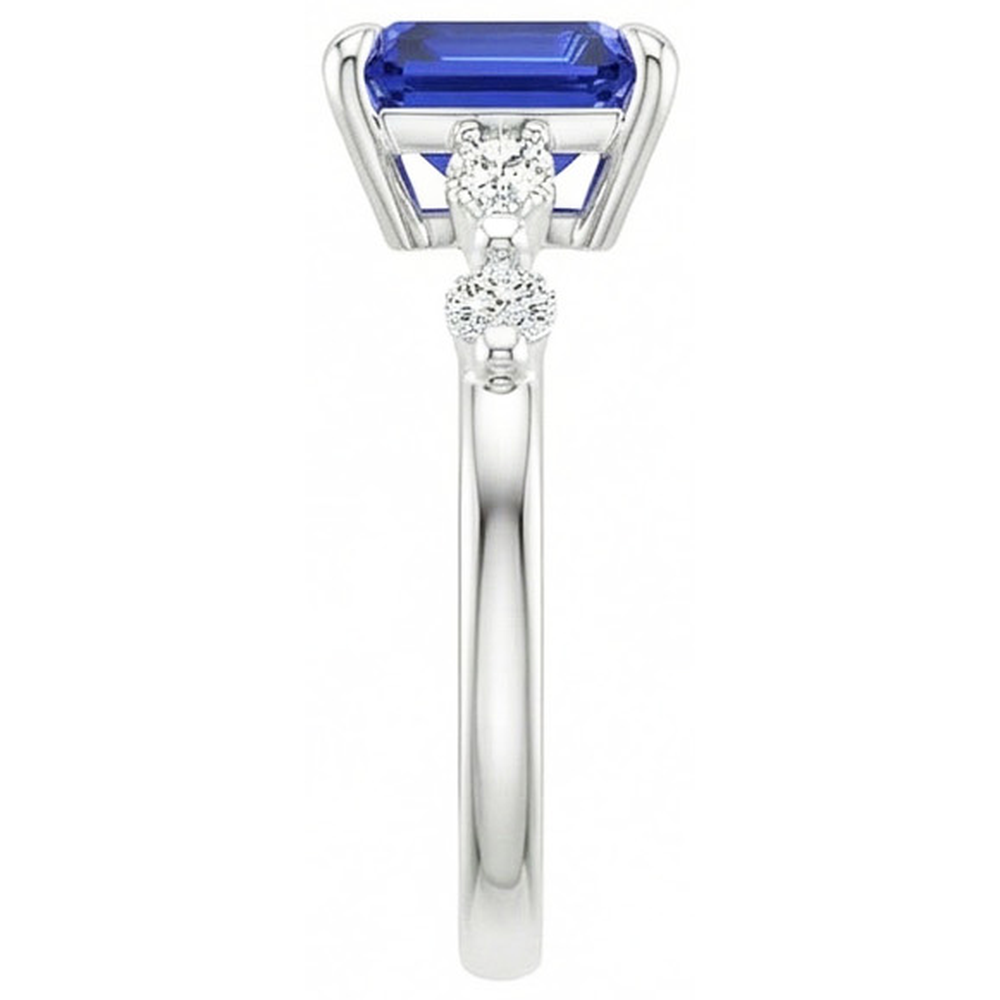 Natural Sapphire Ring 4ct - White Gold 14K