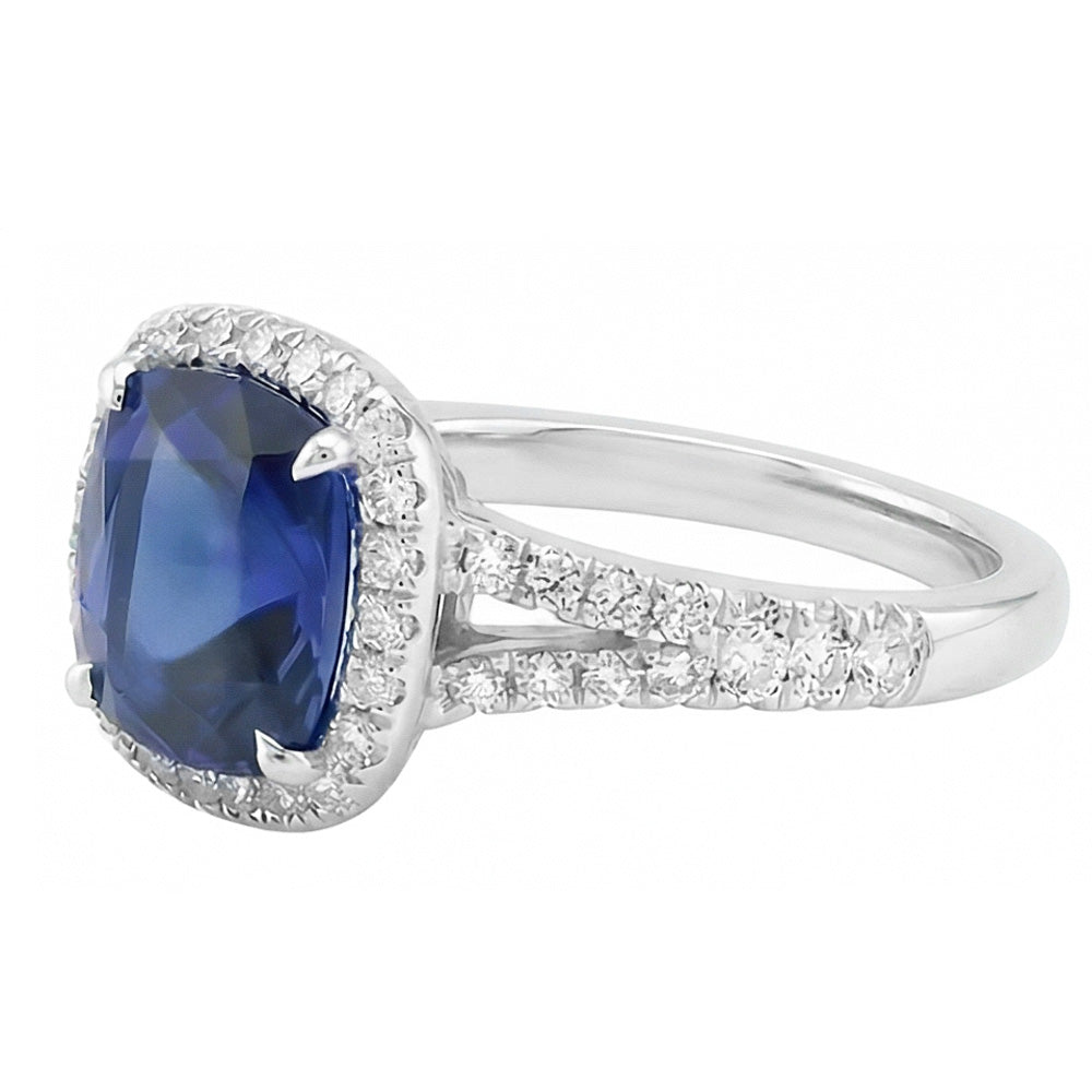 natural round sapphire 4ct ring top view