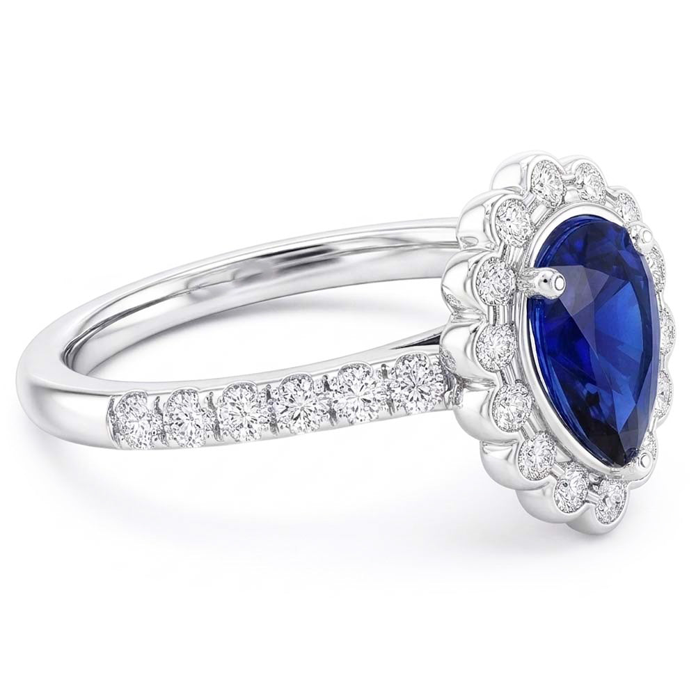 Natural Sapphire Ring 4ct - White Gold 14K