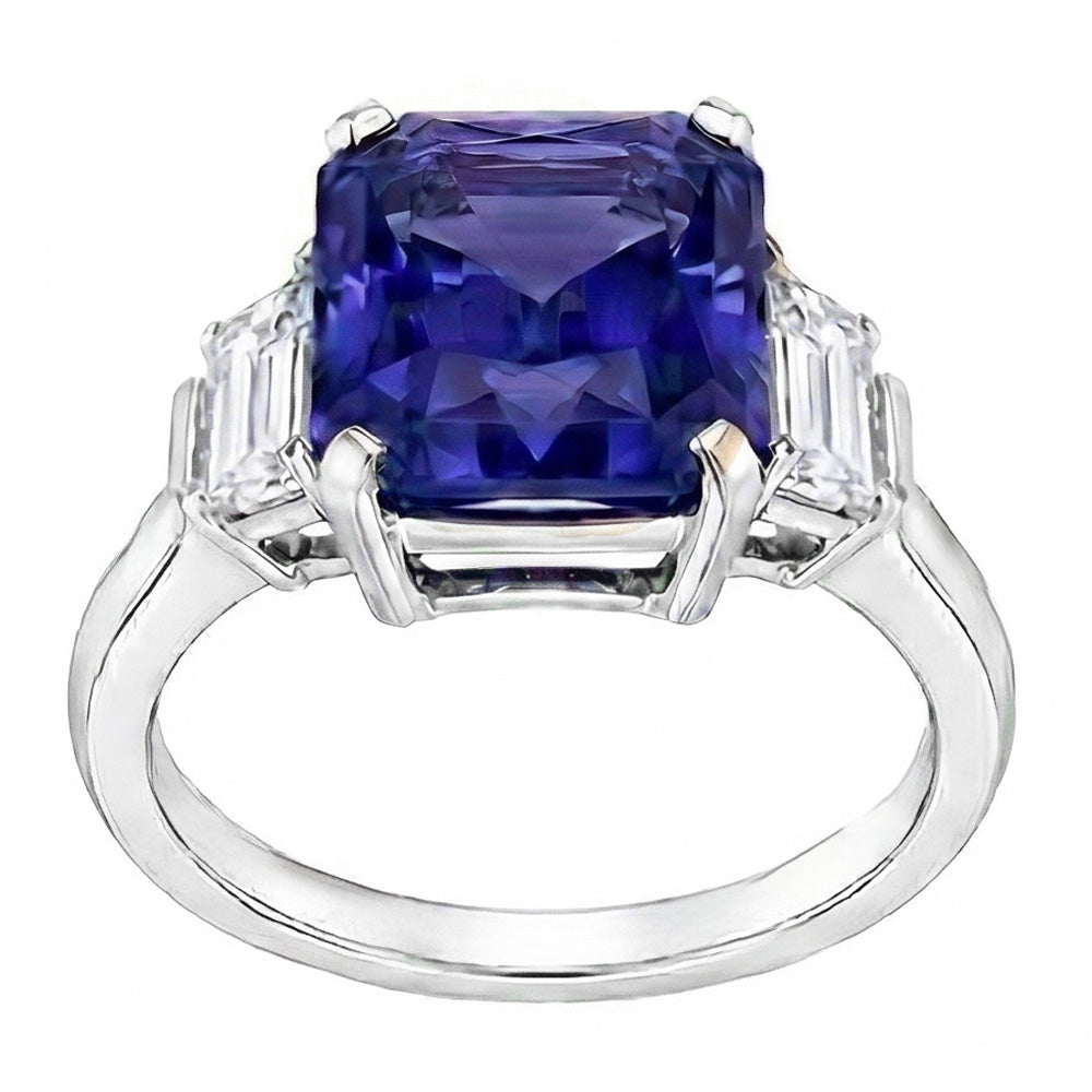 Natural Sapphire Ring 4ct - White Gold 14K