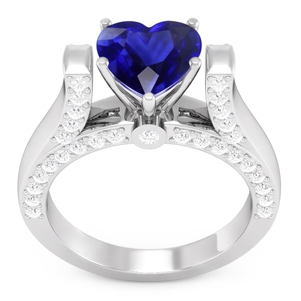 Natural Sapphire Ring 4ct - White Gold 14K