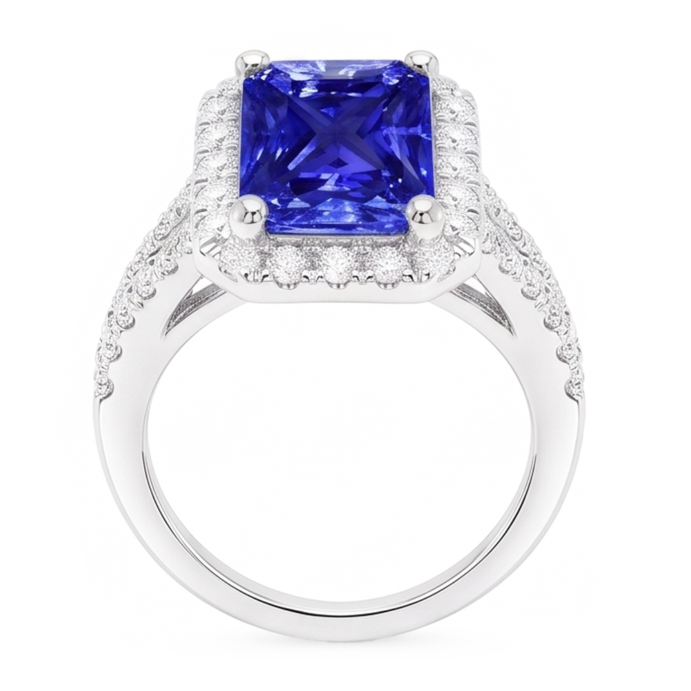 Natural Sapphire Ring 4ct - White Gold 14K