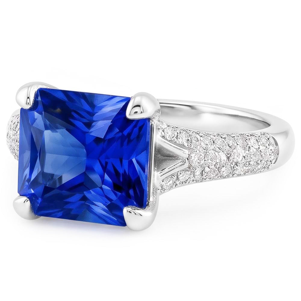 Natural Sapphire Ring 4ct - White Gold 14K