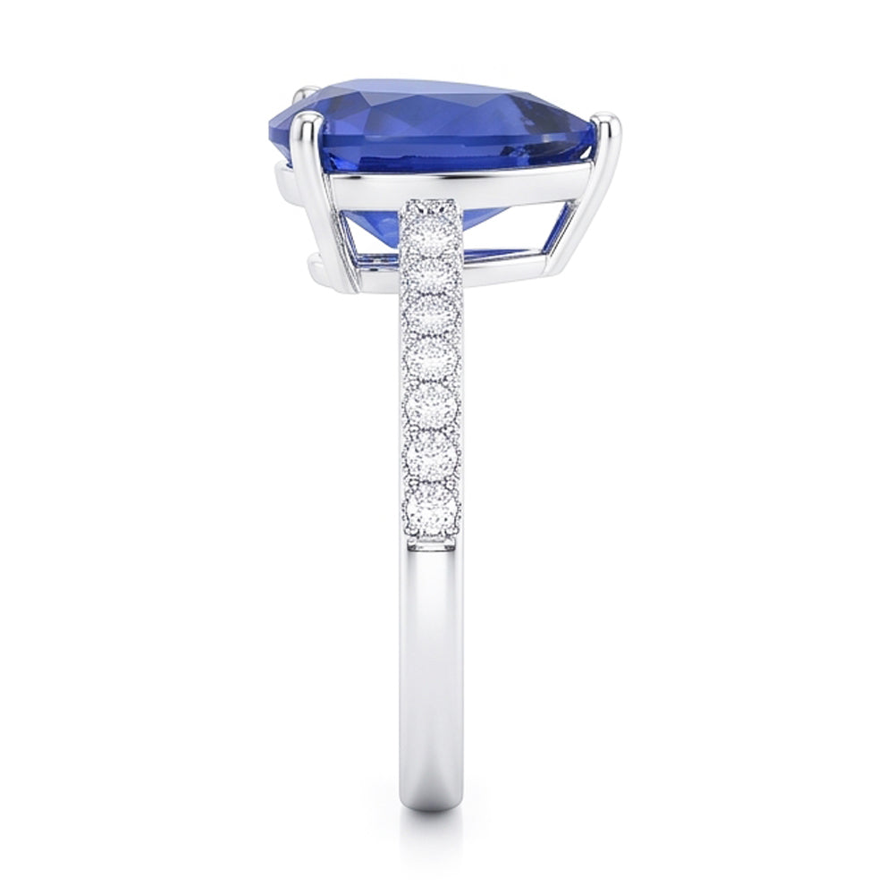 Natural Sapphire Ring 4ct - White Gold 14K