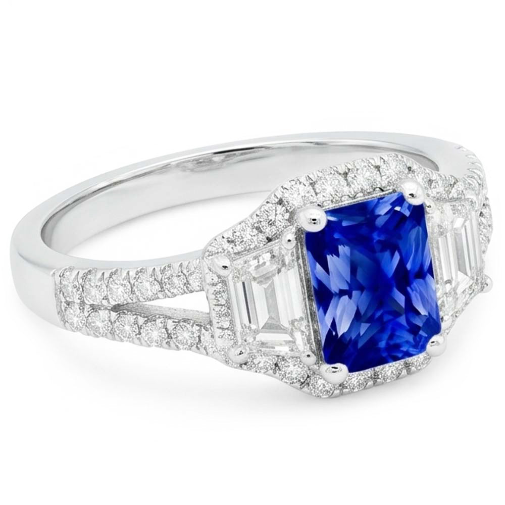 Natural Sapphire Ring 4ct - White Gold 14K