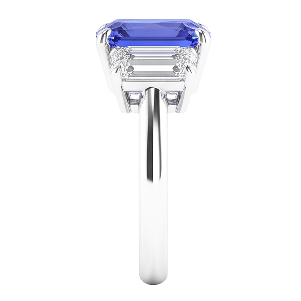 Natural Sapphire Ring 4ct - White Gold 14K