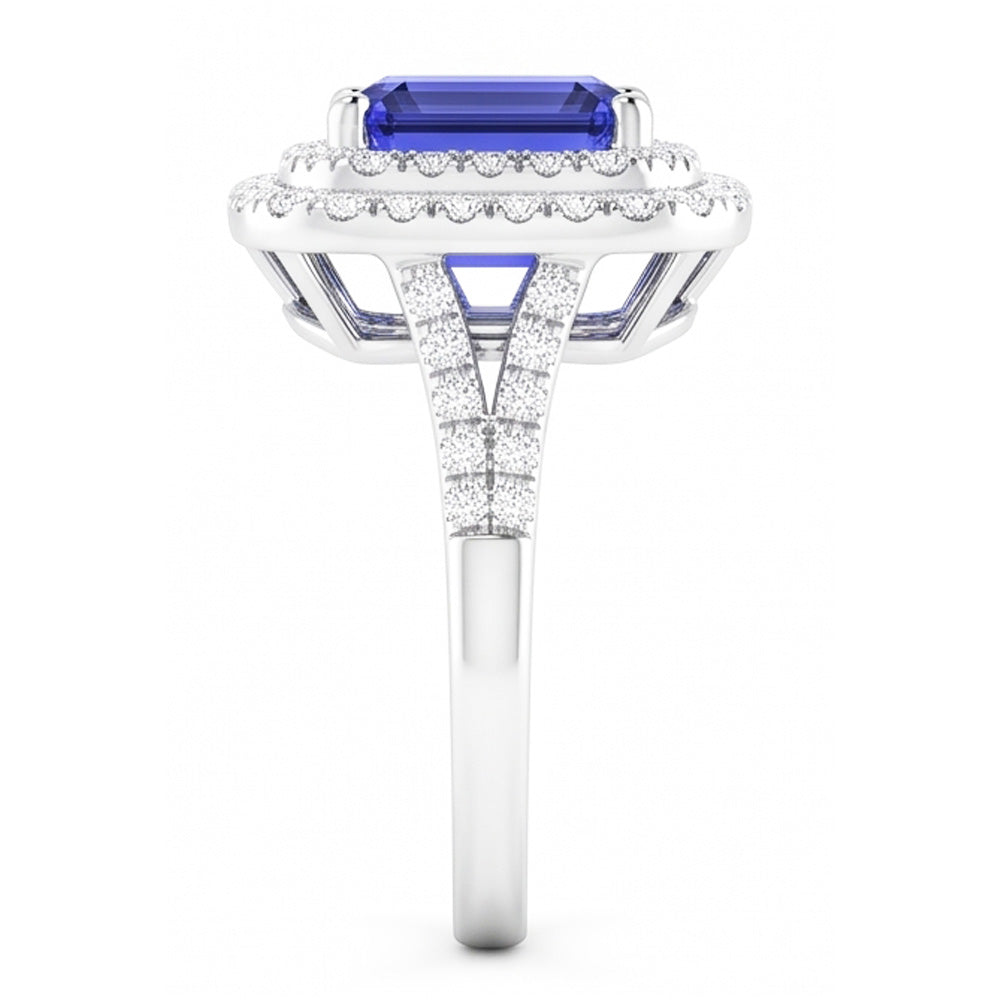 Natural Sapphire Ring 4ct - White Gold 14K