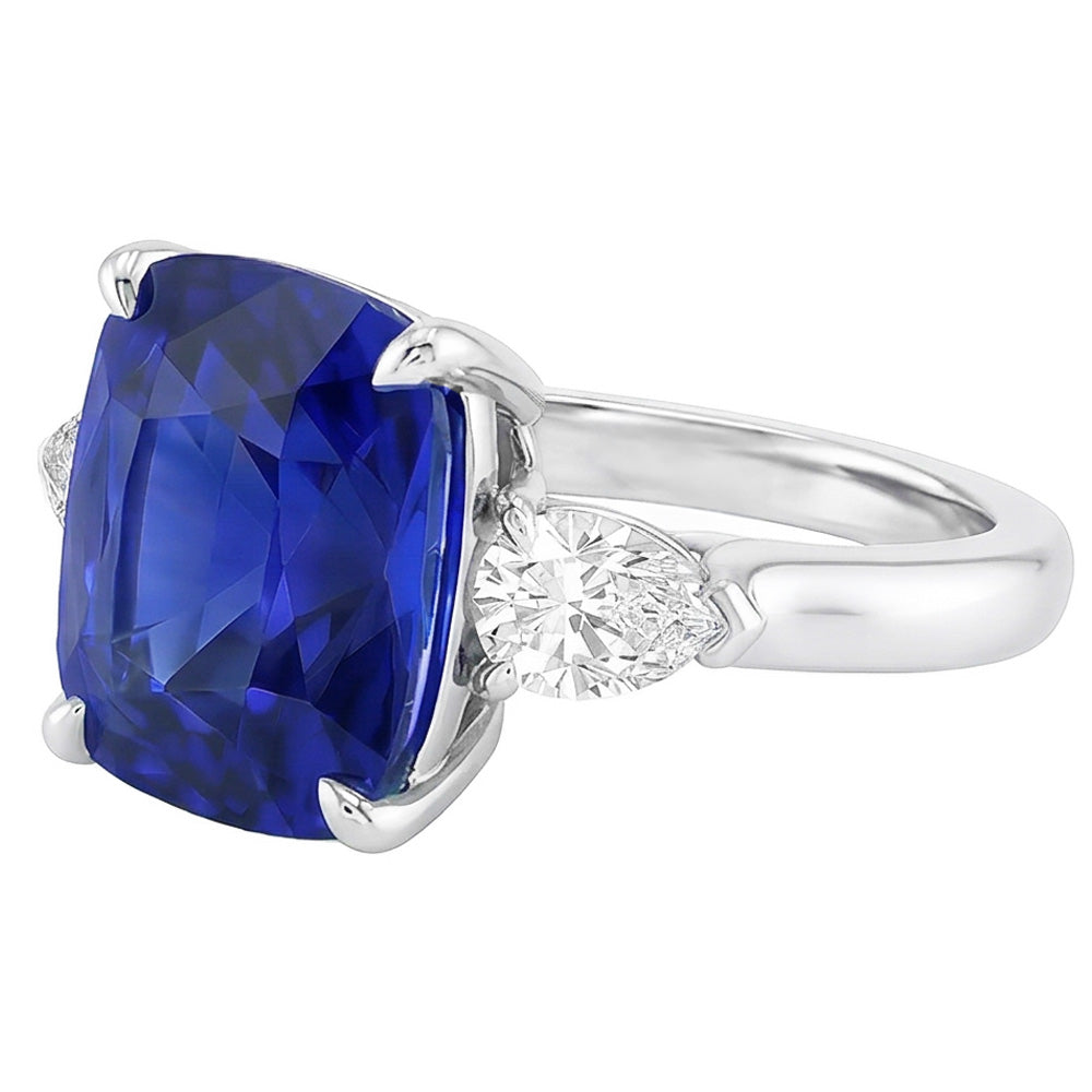 natural cushion sapphire 4ct ring top view