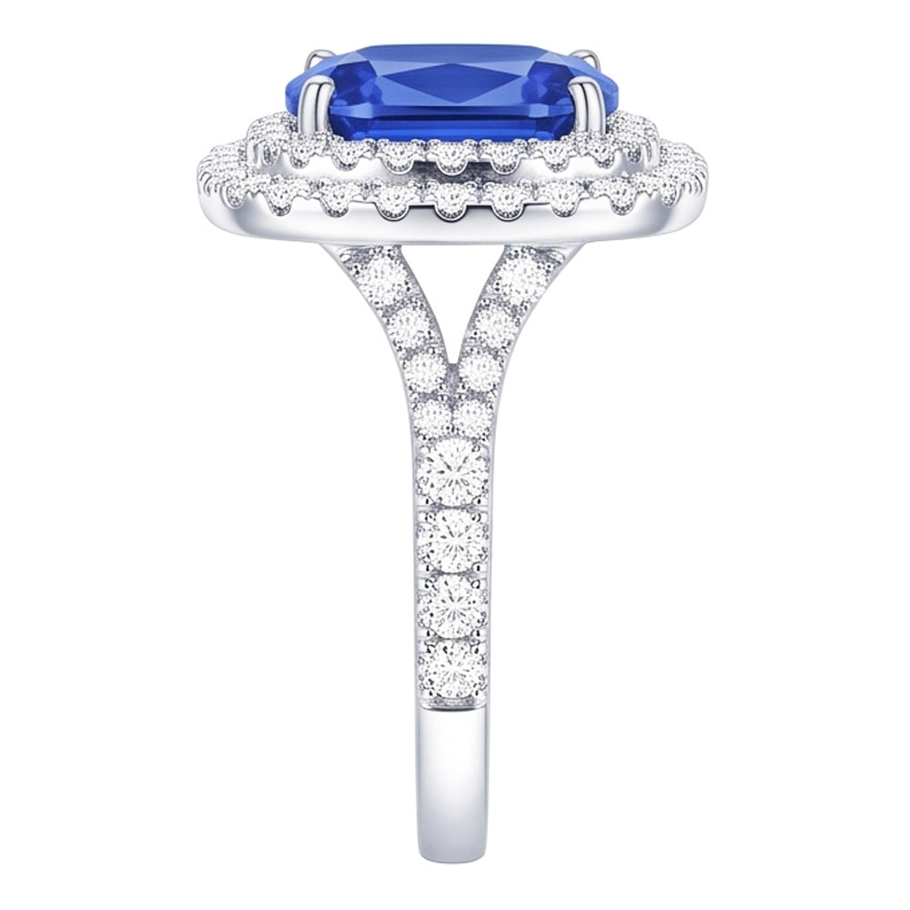Natural Sapphire Ring 4ct - White Gold 14K