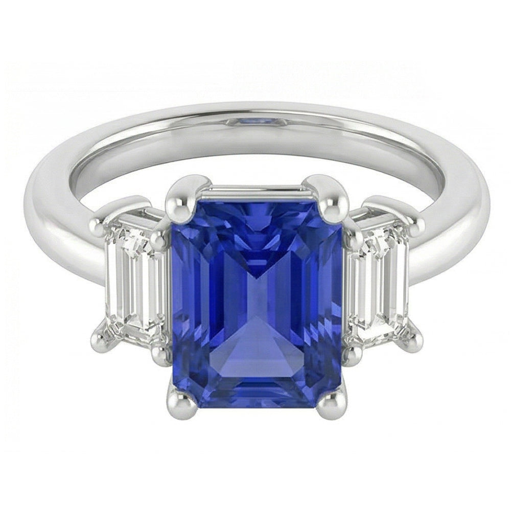 Natural Sapphire Ring 4ct - White Gold 14K
