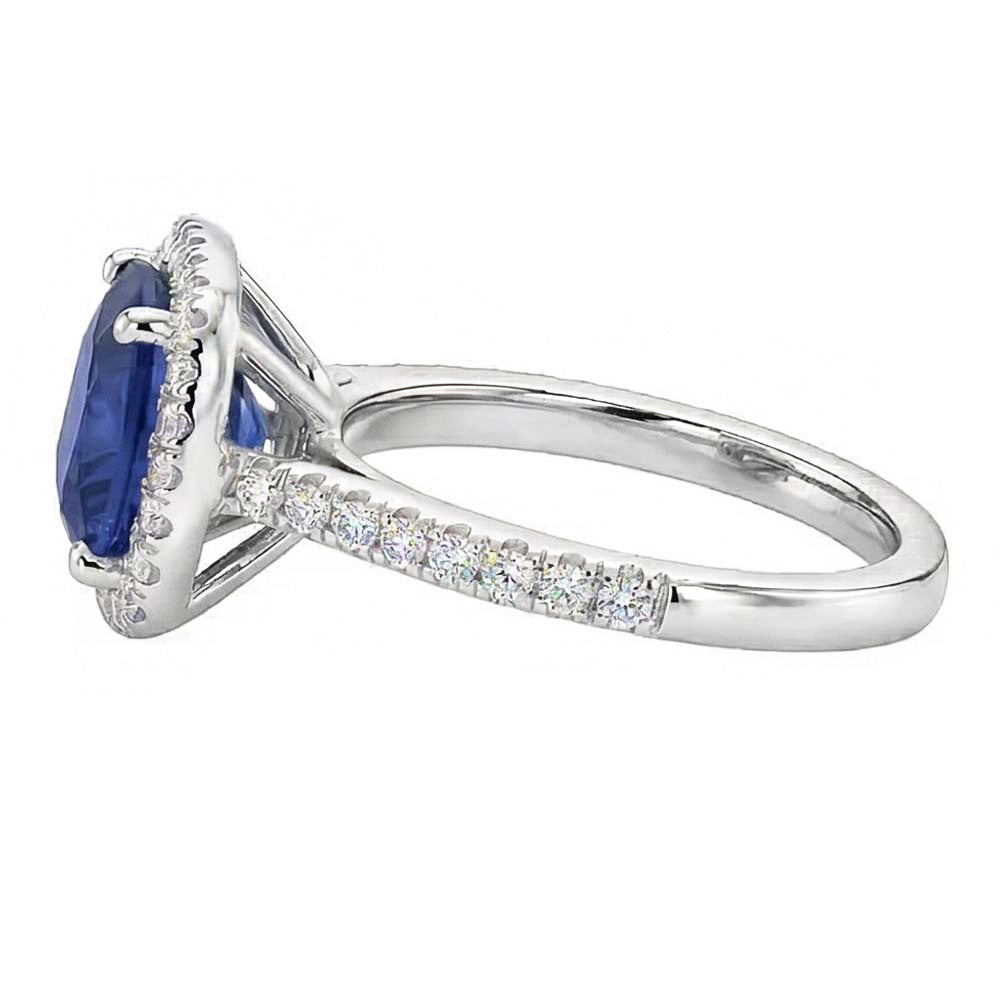 Natural Sapphire Ring 4ct - White Gold 14K