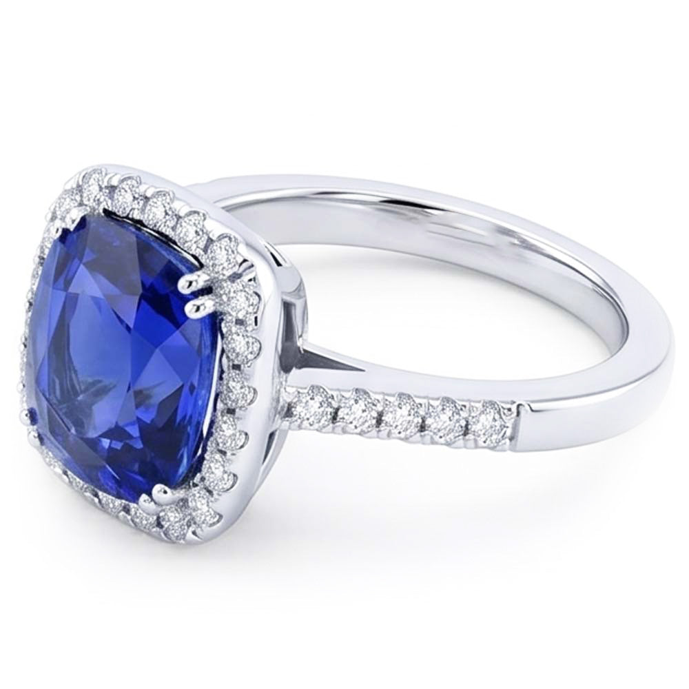 Natural Sapphire Ring 4ct - White Gold 14K