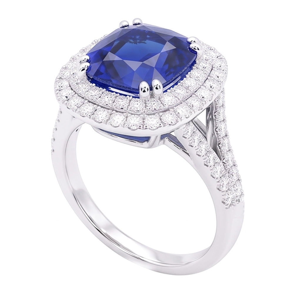 Natural Sapphire Ring 4ct - White Gold 14K