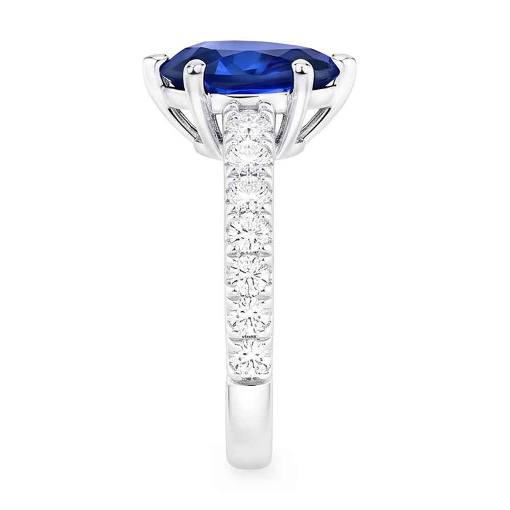Natural Sapphire Ring 4ct - White Gold 14K