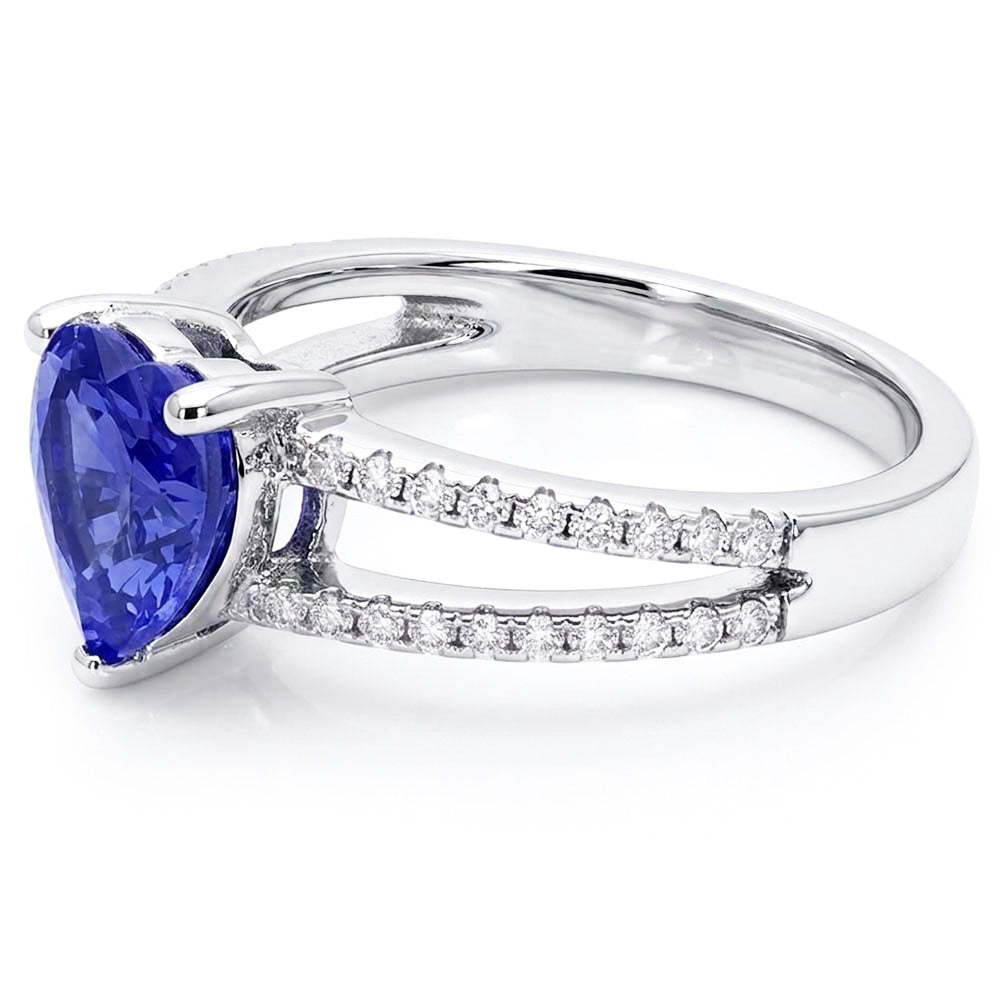 Natural Sapphire Ring 4ct - White Gold 14K