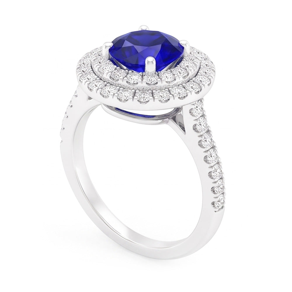 Natural Sapphire Ring 4ct - White Gold 14K