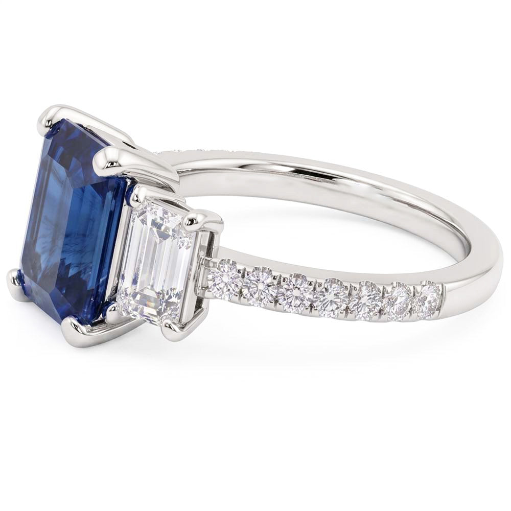 Natural Sapphire Ring 4ct - White Gold 14K