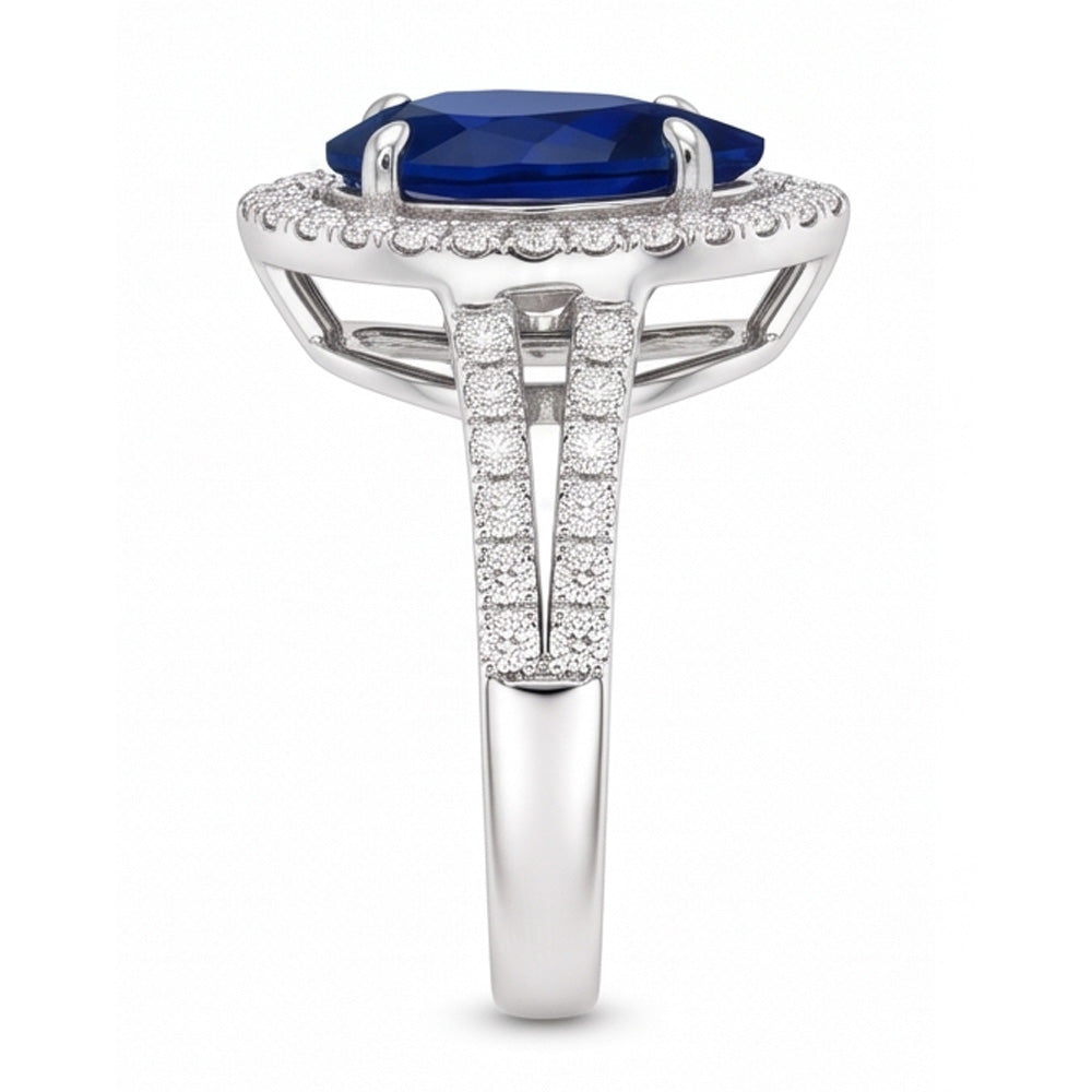 Natural Sapphire Ring 4ct - White Gold 14K