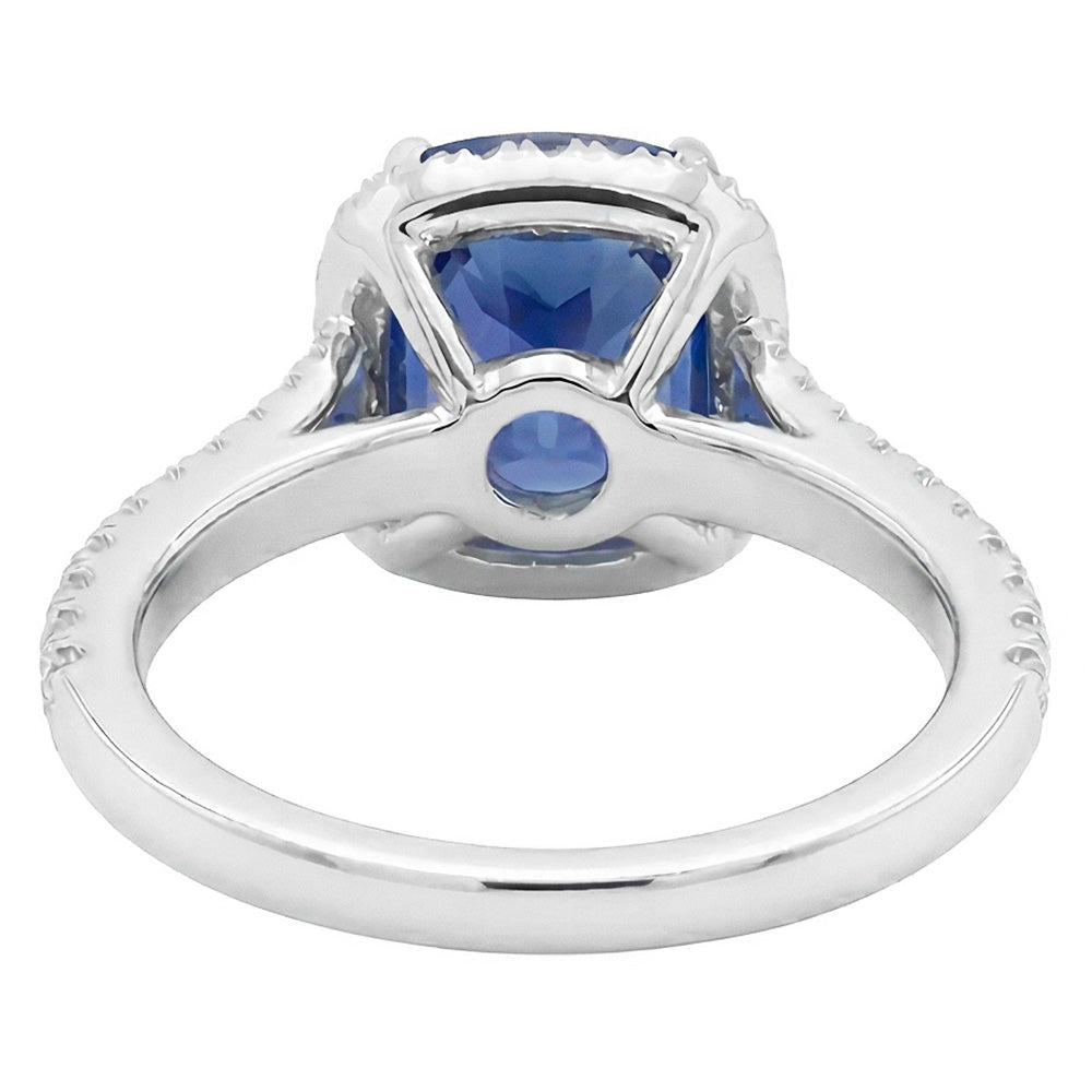 natural round sapphire 4ct ring profile view