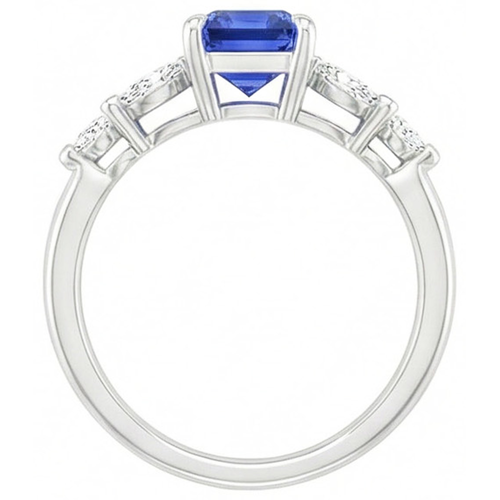 Natural Sapphire Ring 4ct - White Gold 14K