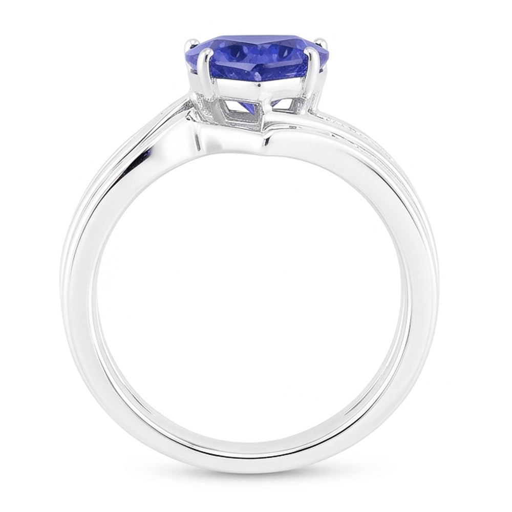 Natural Sapphire Ring 4ct - White Gold 14K