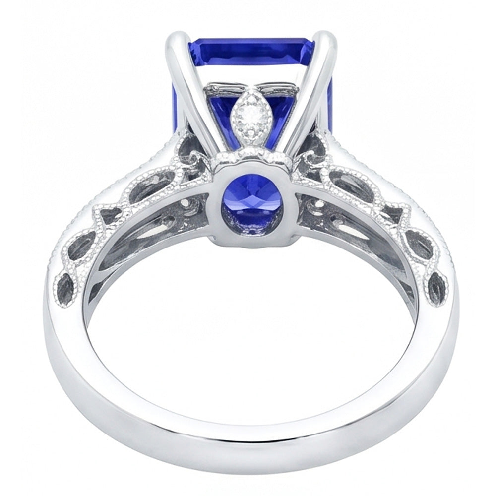 Natural Sapphire Ring 4ct - White Gold 14K