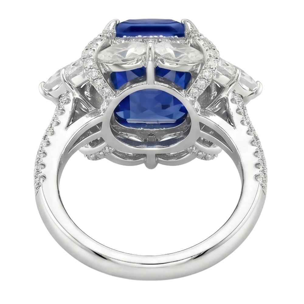 Natural Sapphire Ring 4ct - White Gold 14K