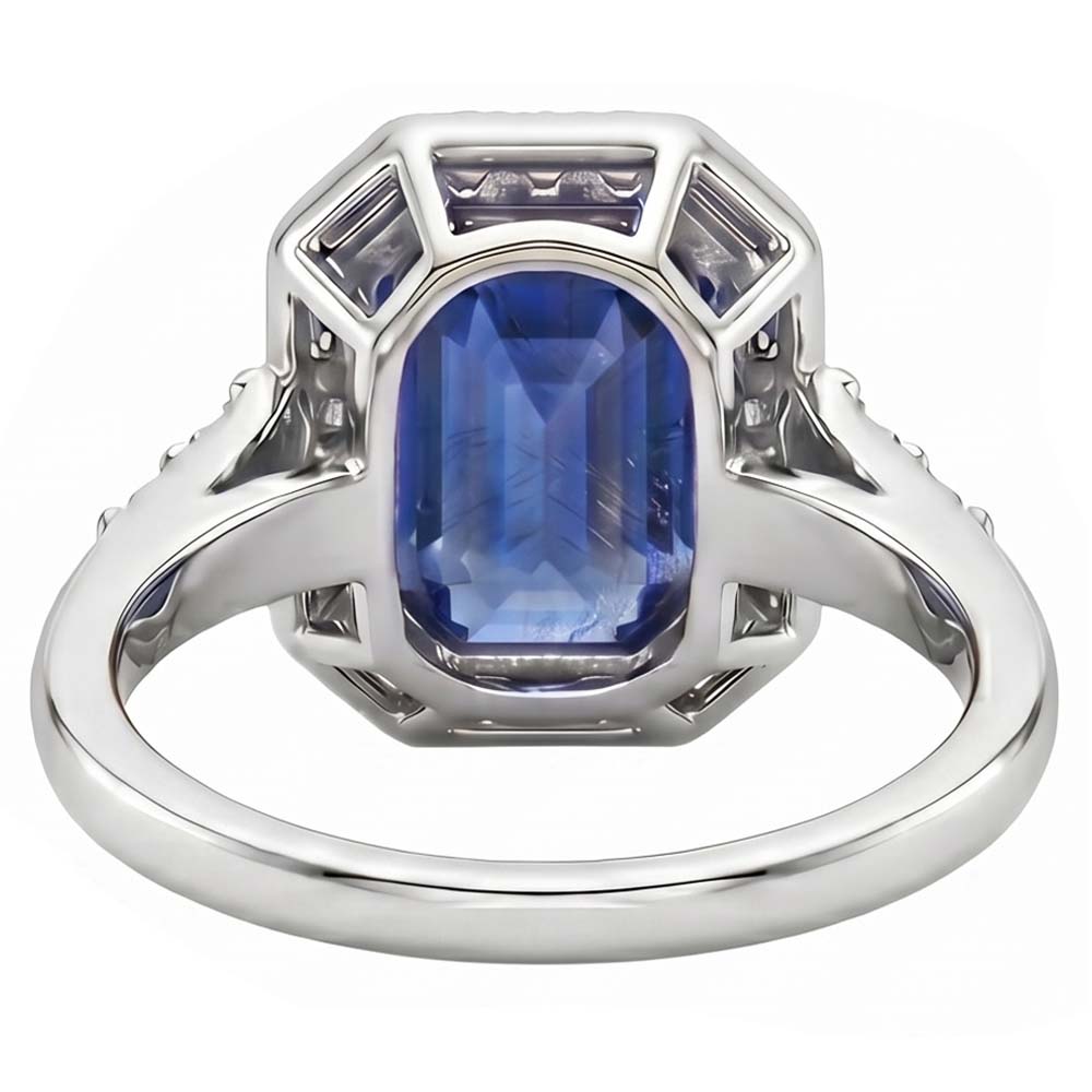 Natural Sapphire Ring 4ct - White Gold 14K