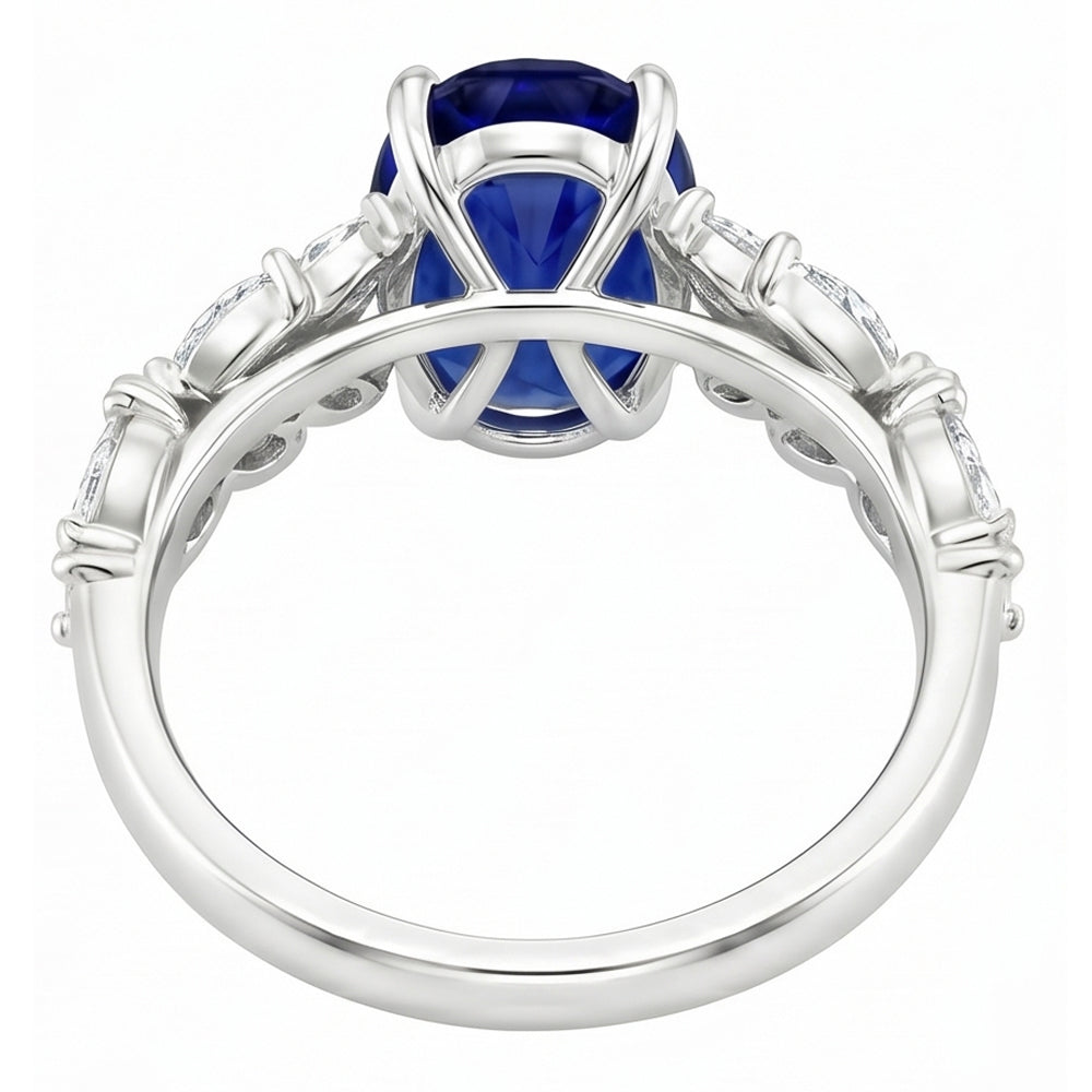 Natural Sapphire Ring 4ct - White Gold 14K