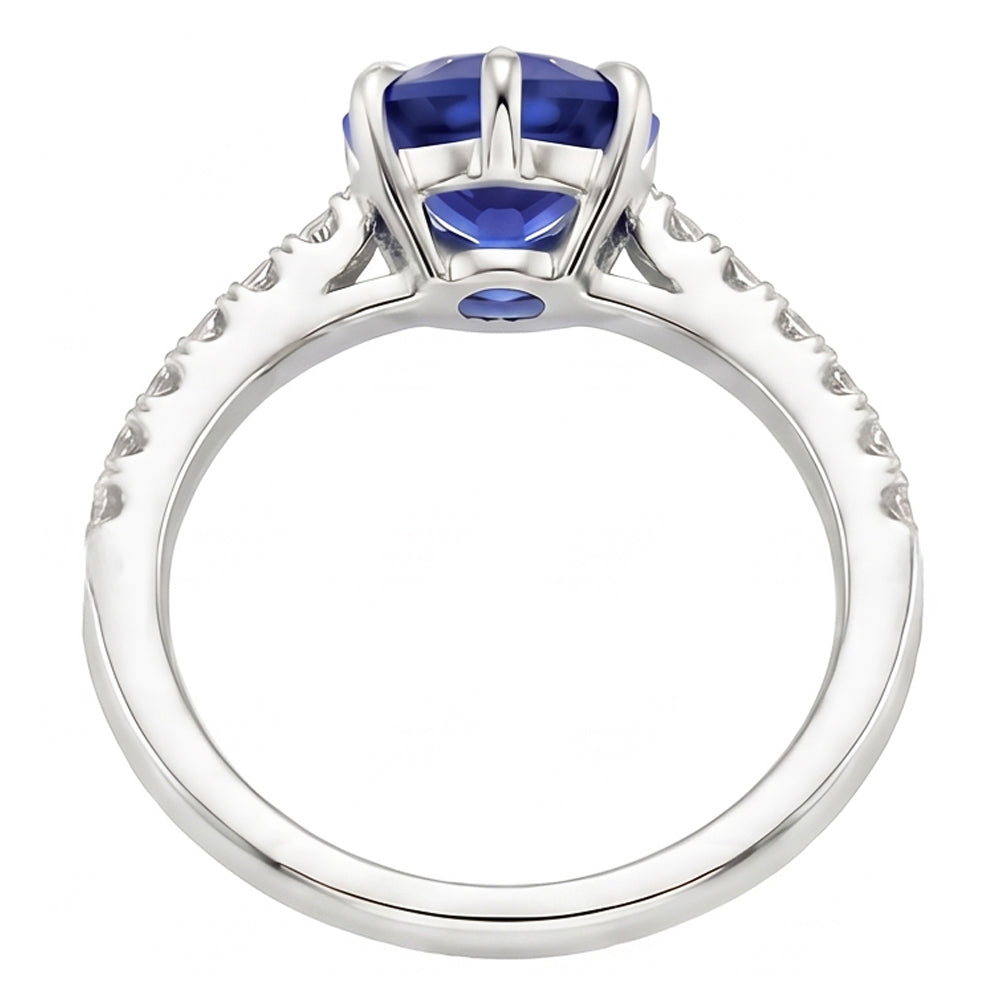 Natural Sapphire Ring 4ct - White Gold 14K