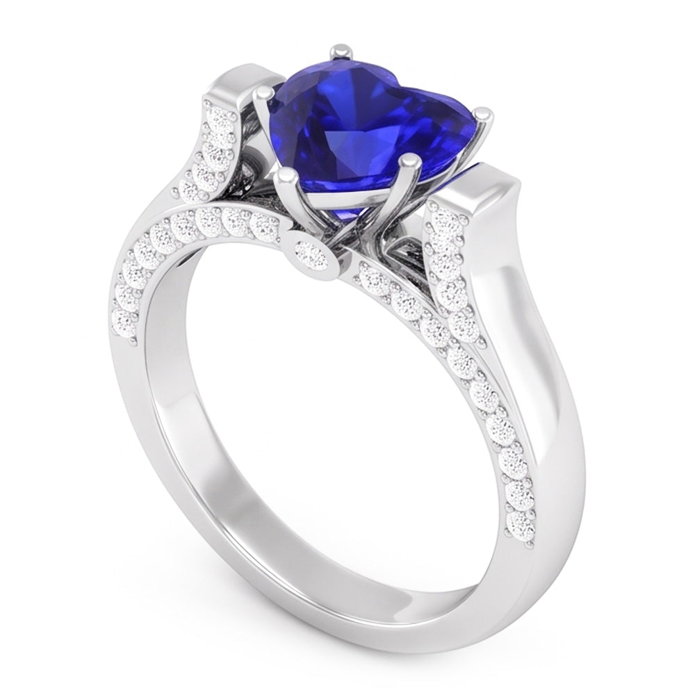 Natural Sapphire Ring 4ct - White Gold 14K