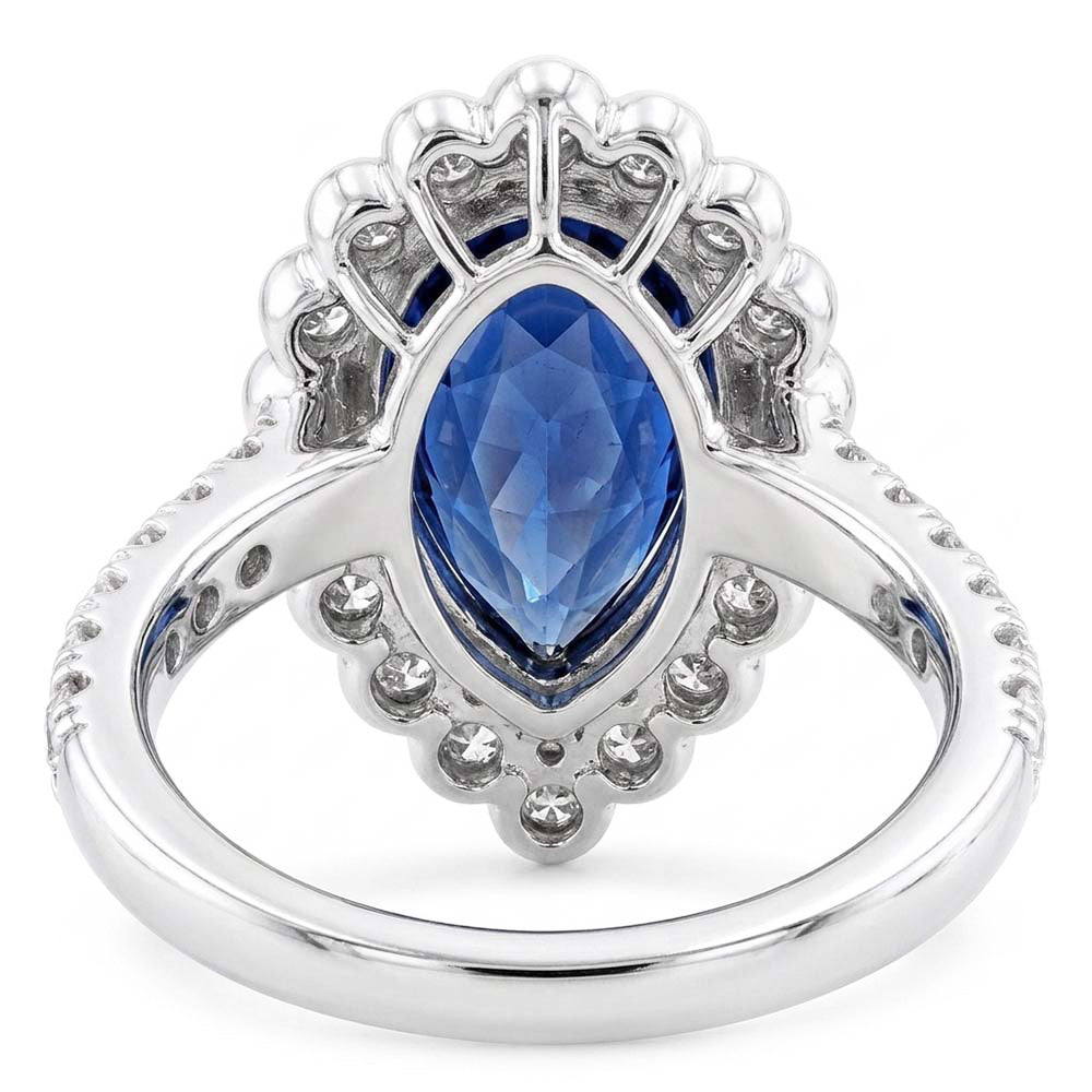 Natural Sapphire Ring 4ct - White Gold 14K