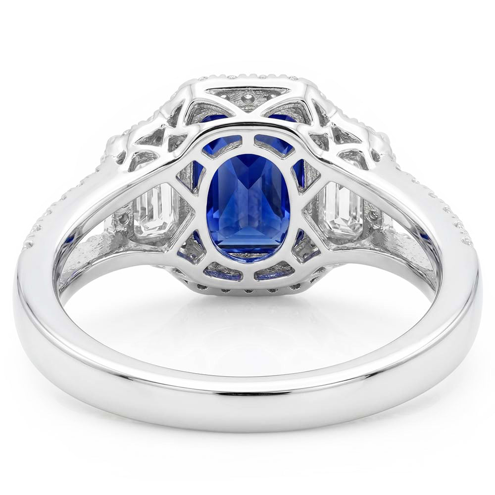 Natural Sapphire Ring 4ct - White Gold 14K