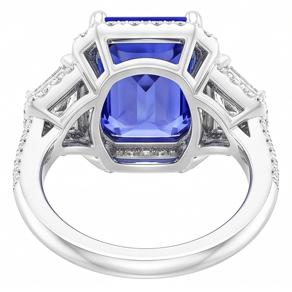 Natural Sapphire Ring 4ct - White Gold 14K