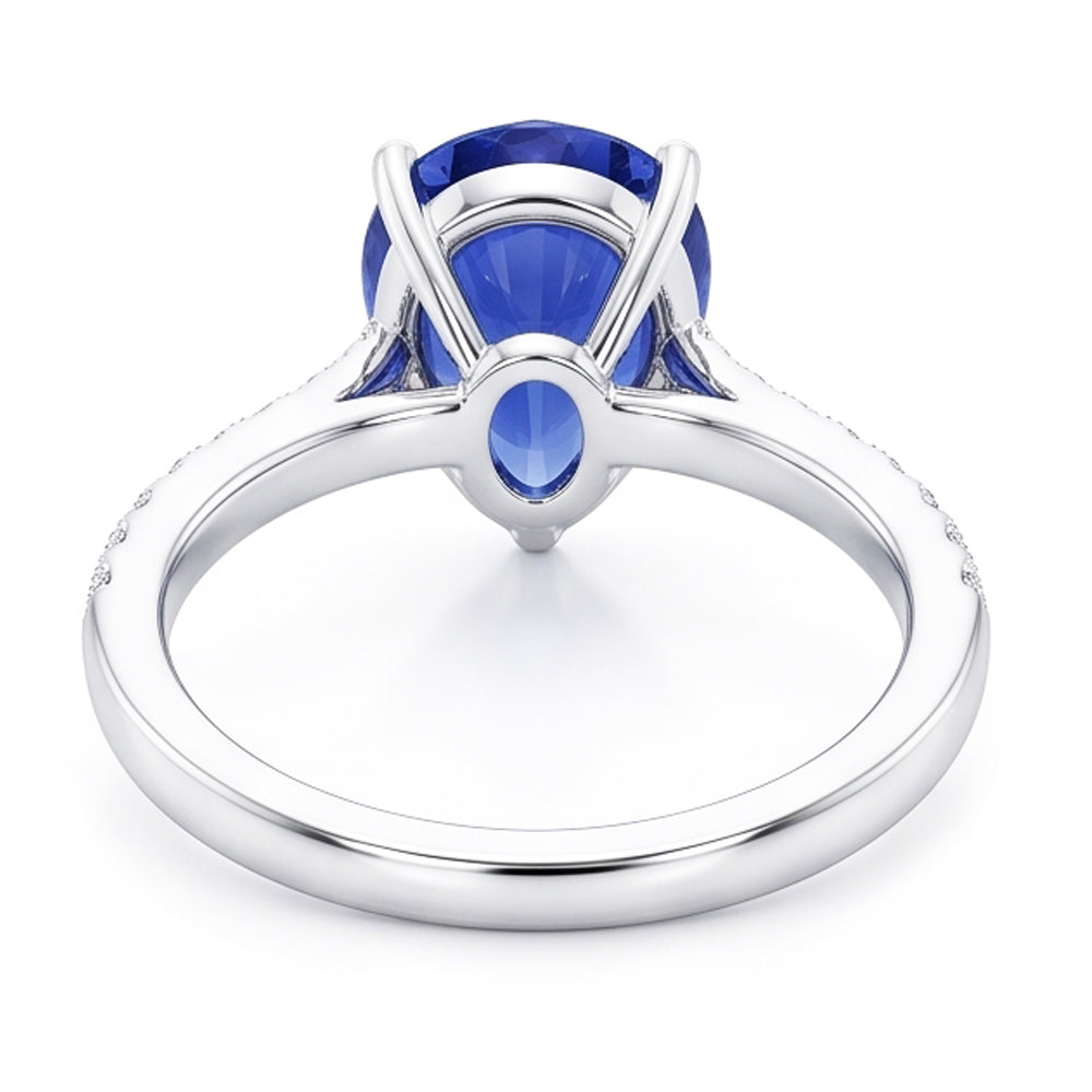 Natural Sapphire Ring 4ct - White Gold 14K